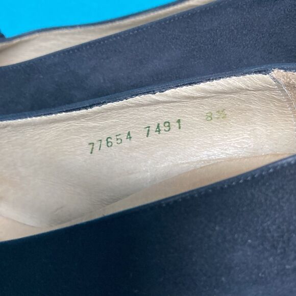 Vintage Black Kenneth Cole Heels Size 8.5 Leather & Suede with Beaded Bow - Picture 9 of 12